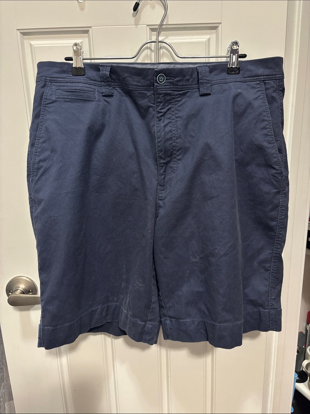 Kirkland Signature Navy Flat-Front Cotton Blend Shorts